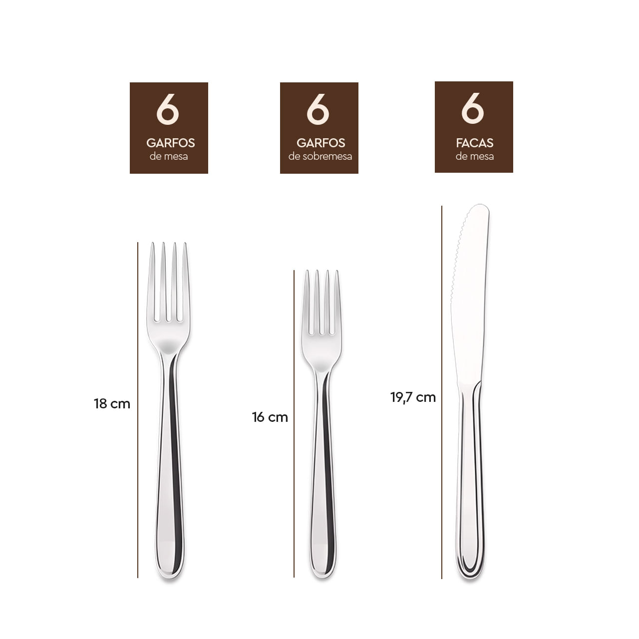 Faqueiro Brinox Siena 42 Peças Aço Inoxidável - Imagem 4